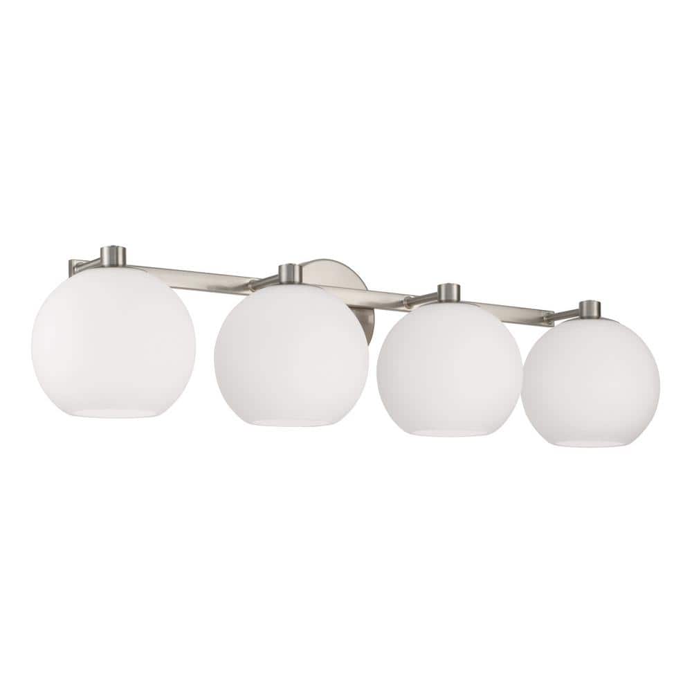 31 in. W x 8 in. H 4-Light Circular Globe Vanity Light in Brushed Nickel with Soft White Glass price history on PriceWatchPro