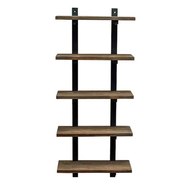 Alaterre Furniture Pomona 20 In W Wall Mounted 5 Tier Bath Shelf With Metal Frame And Solid Wood Amba5820 The Home Depot - Wall Mount Component Shelf Home Depot