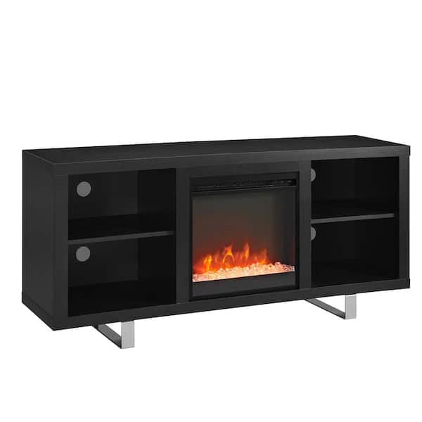 Walker Edison Furniture Company 58 Modern Electric Fireplace Tv Stand Black Hd58fp18smsb Walker Edison Furniture Company 58, Media Console Fireplace Black