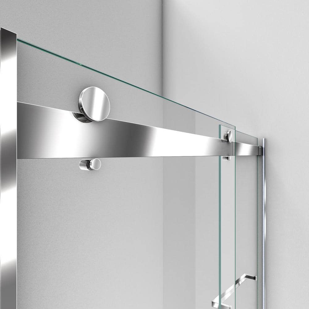 Chrome Frameless Clear Glass Sliding Shower Door, 56-60 in. W x 76 in. H