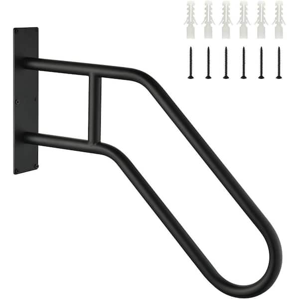 Adjustable Aluminum Outdoor Handrail for Stairs and Deck with Anti-Slip Grip Heavy Duty Safety Black