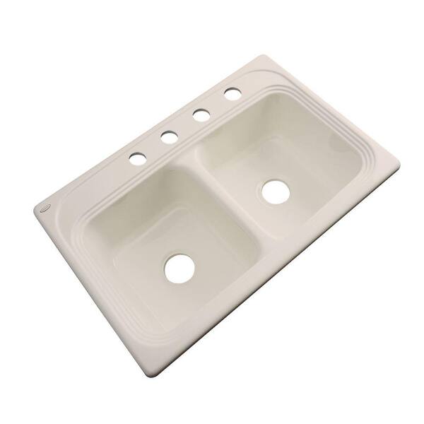 Thermocast Chesapeake Drop-In Acrylic 33 in. 4-Hole Double Bowl Kitchen Sink in Candle Lyte