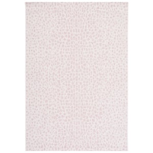 Courtyard Ivory/Blush Pink 5 ft. x 8 ft. Cheetah Geometric Indoor/Outdoor Area Rug
