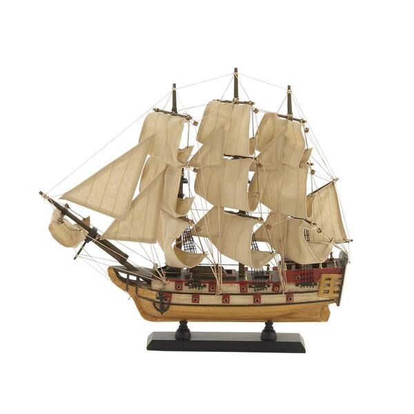 Litton Lane Beige Wood Sail Boat Sculpture with Lifelike Rigging 71633 ...