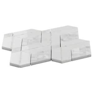 Benes White 2.5 in. x 0.39 in. Polished Marble and Pearl Wall Mosaic Tile Sample