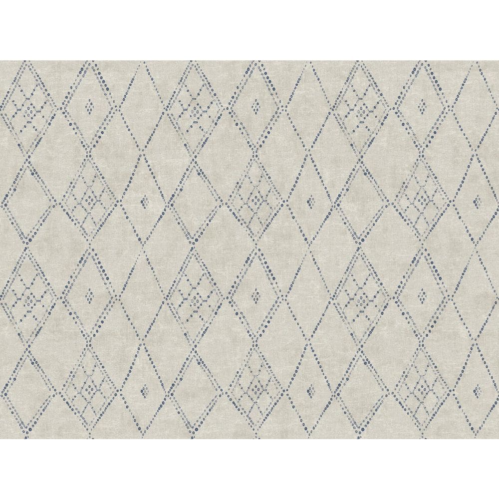 Souk Diamonds Taupe Blue Wallpaper