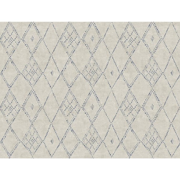 Unbranded Souk Diamonds Taupe Blue Wallpaper