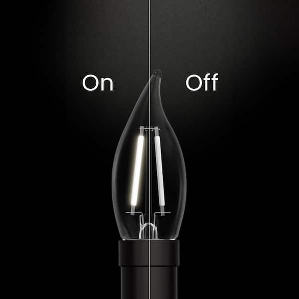 60-Watt Equivalent BA10 E12 Candelabra Dim White Filament Clear Glass Chandelier LED Light Bulb Soft White 2700K 18-Pack