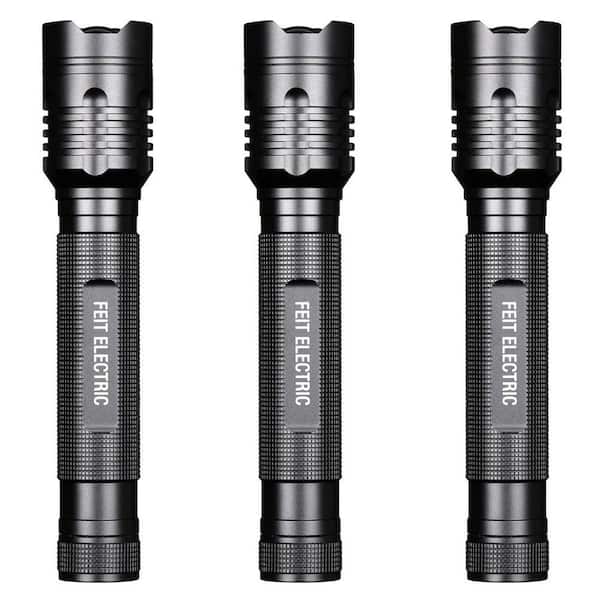 1000 Lumens Ultra Bright Tactical High Performance Compact Sliding Zoom LED Flashlight (3-Pack)