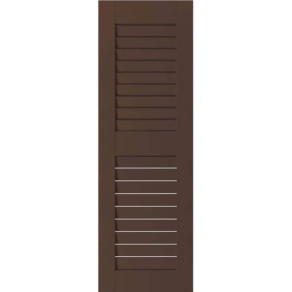 15 in. x 63 in. Exterior Real Wood Pine Open Louvered Shutters Pair Tudor Brown price history on PriceWatchPro