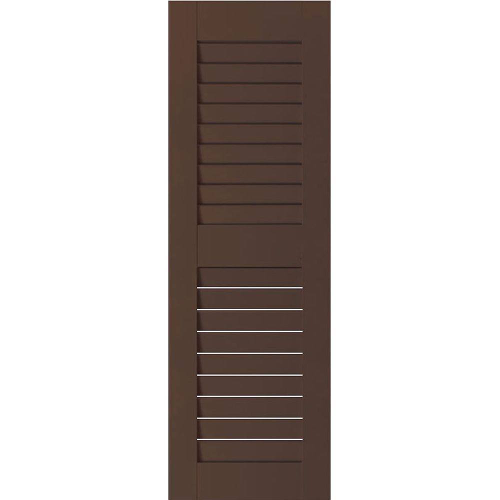 18 in. x 49 in. Exterior Real Wood Sapele Mahogany Louvered Shutters Pair Tudor Brown price history on PriceWatchPro