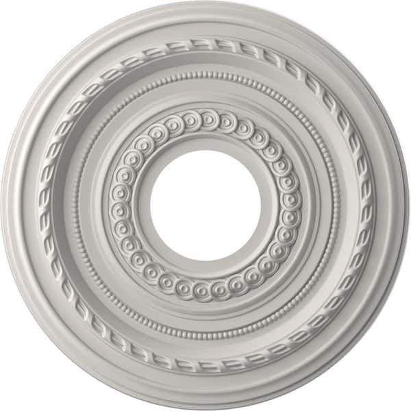 Ekena Millwork 13 in. O.D. x 3-1/2 in. I.D. x 3/4 in. P Cole Thermoformed PVC Ceiling Medallion in UltraCover Satin Blossom White