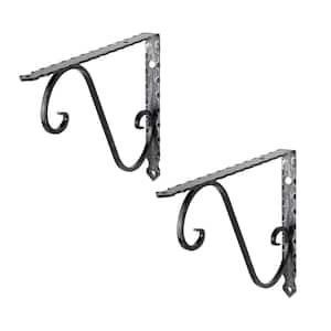 ORNAMENT 11 in. Wrought Iron Painted Steel Shelf Bracket Set of 2