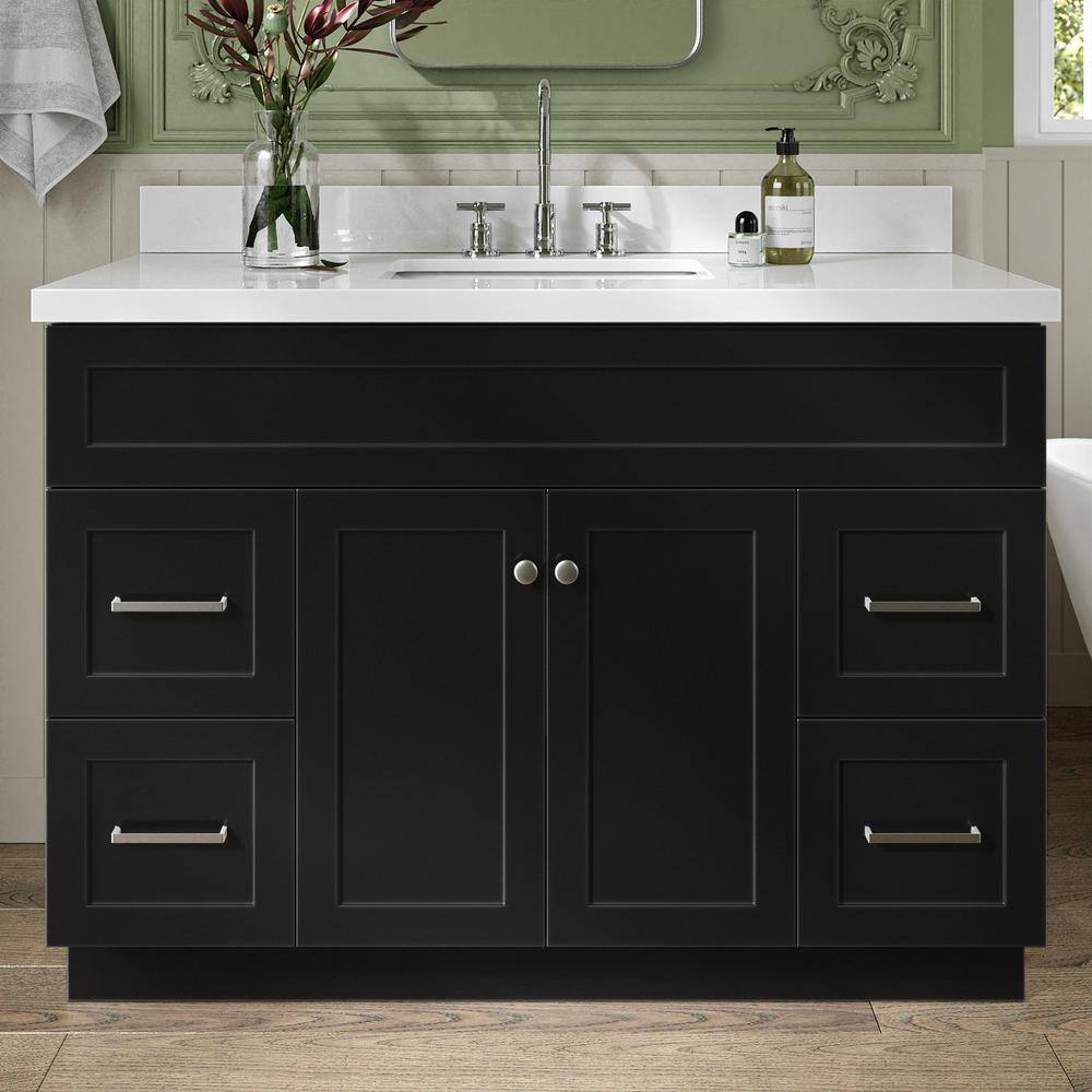 Hamlet 49" Black Wood Vanity with White Quartz Top
