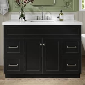 Hamlet 49 in. W x 22 in. D x 36 in. H Bath Vanity in Black with Pure White Quartz Top