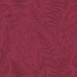 Into The Wild Red Botanical Leaf Paper Non-Pasted Non-Woven Wallpaper Roll