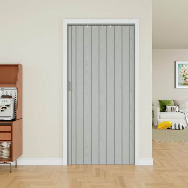 ARK DESIGN 36 in. x 80 in. Grey Woodgrain Vinyl PVC Accordion Door