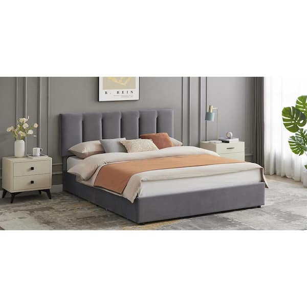  Queen Bed Frame with 4 Storage Drawers, Upholstered