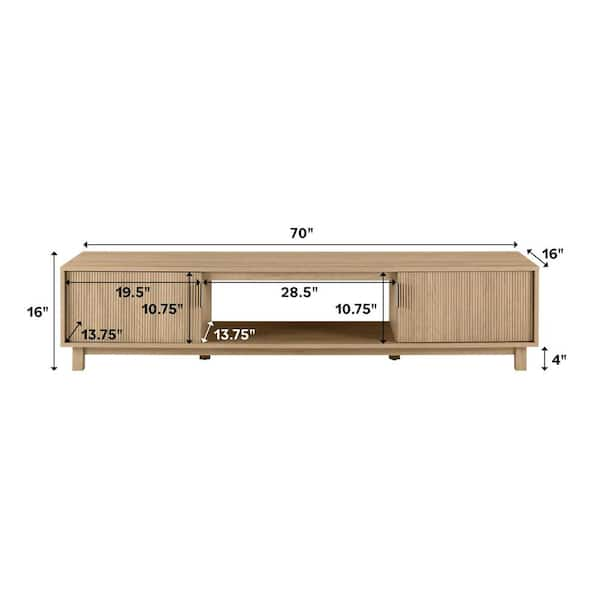 NEW 43'' Mid-Century Modern TV purchases Stand with Storage Shelf & 2 Cabinet Doors