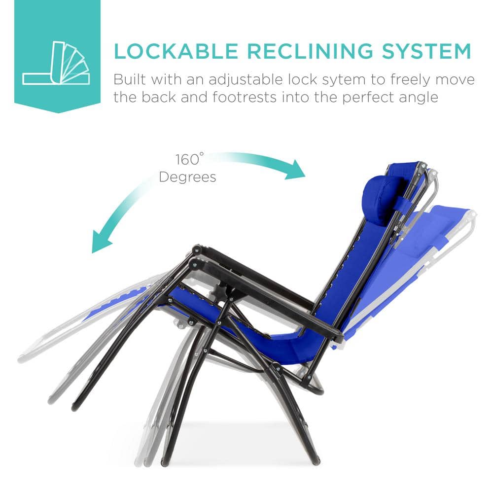 Cobalt Blue Zero Gravity Lounger with Canopy and Cushion