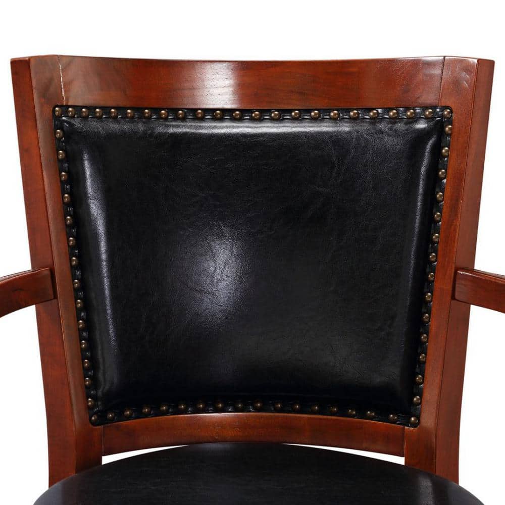 Cherry Wood and Leather Swivel Bar Stool, 44.5" Height