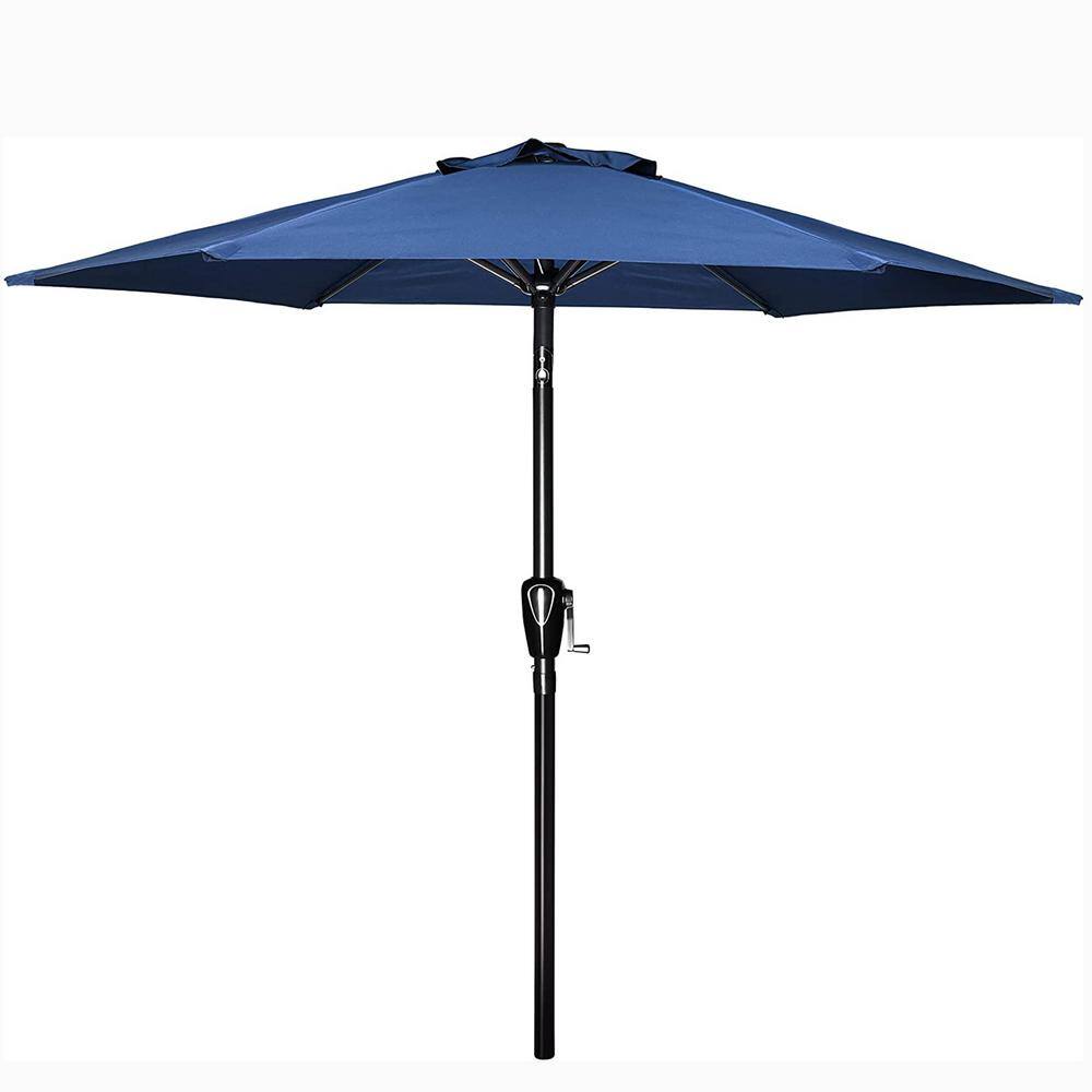 7.5 ft. Steel Market Outdoor Tilt Patio Umbrella in Blue with 6 Sturdy Ribs