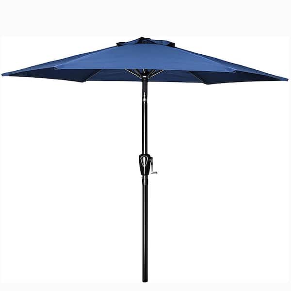 Unbranded 7.5 ft. Steel Market Outdoor Tilt Patio Umbrella in Blue with 6 Sturdy Ribs