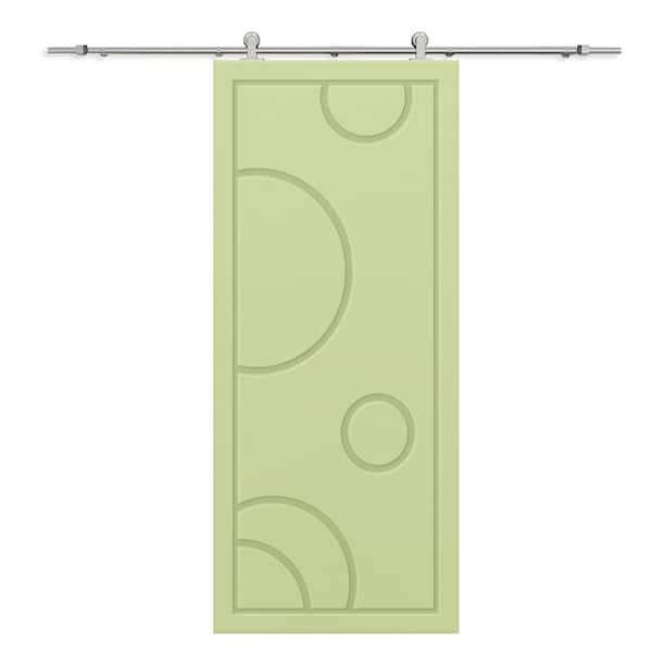 CALHOME 30 in. x 80 in. Sage Green Painted Composite MDF Paneled Interior Sliding Barn Door with Hardware Kit