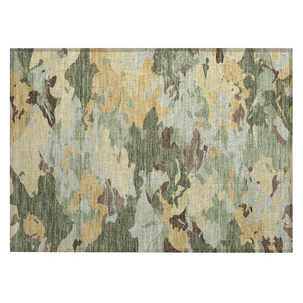 Chantille Machine Washable Indoor/Outdoor Abstract ACN2497 Olive 2 ft. x 3 ft. Accent Rug