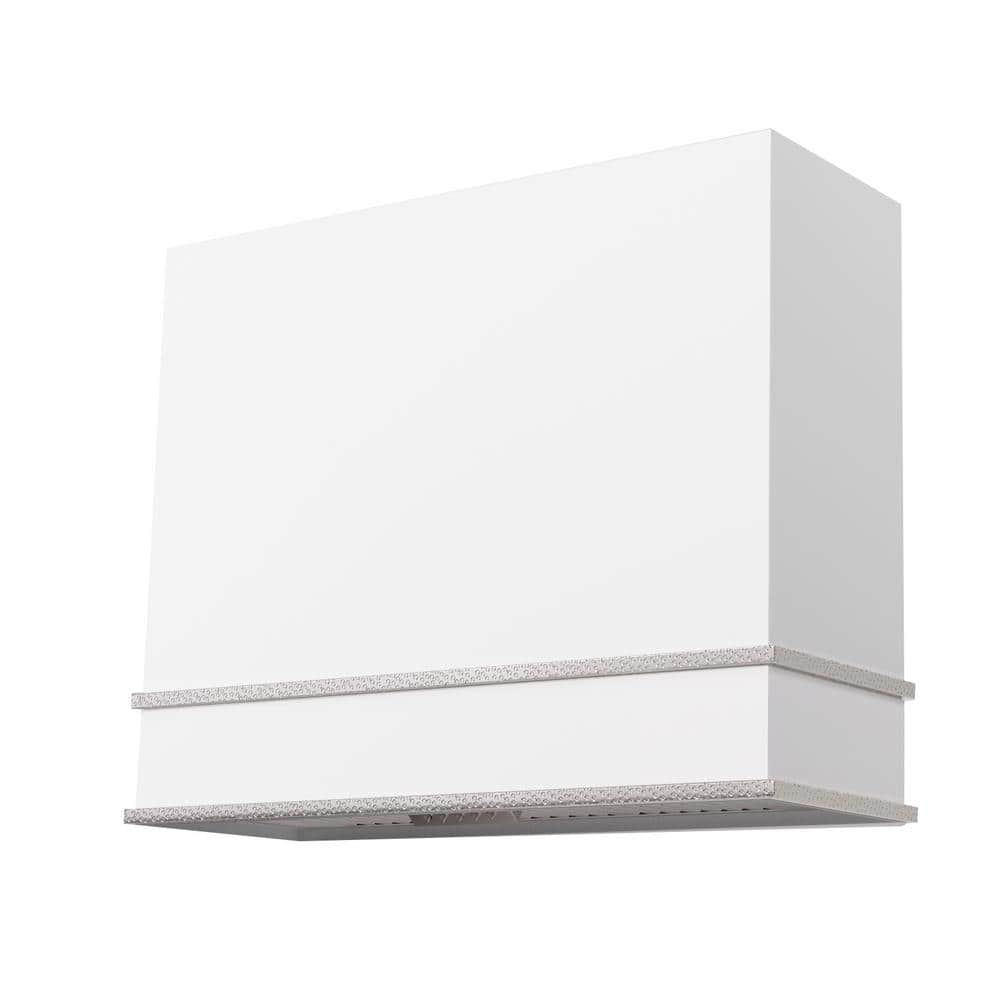 Akicon 36 in. Stainless Steel Ducted Wall Mount Range Hood with Powerful 600 CFM Vent Motor, 3-Speed, in White with Nickel