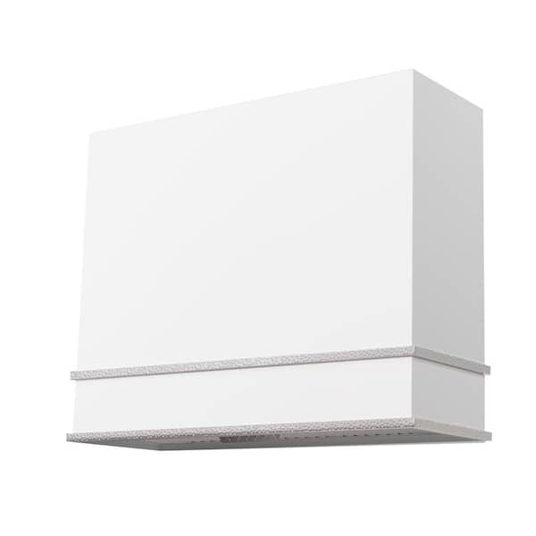 Akicon 36 in. Stainless Steel Ducted Wall Mount Range Hood with Powerful 600 CFM Vent Motor, 3-Speed, in White with Nickel