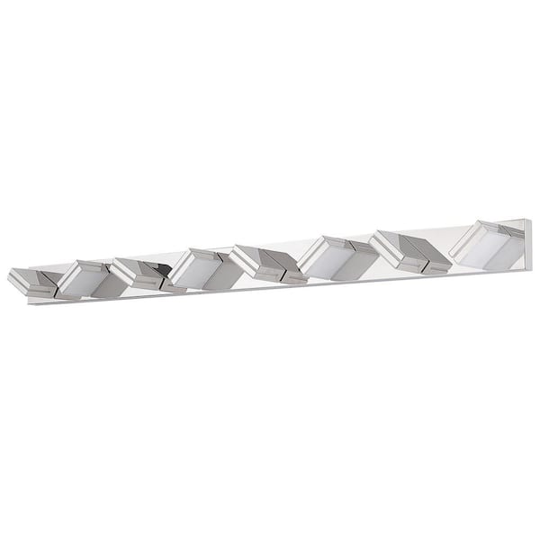 63 in. 8-Light Modern Chrome LED Vanity Light Wall Sconce for Bathroom and Mirror, Energy-Efficient
