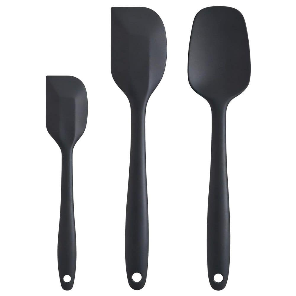 Heat Resistant Silicone Spatula Set Black, High Temp Safe, Steel Core, Non-Slip Handle, Seamless, 1 Set price history on PriceWatchPro