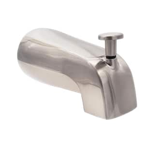 5-1/4 in. Standard Reach Wall Mount Tub Spout with Front Diverter, Satin Nickel
