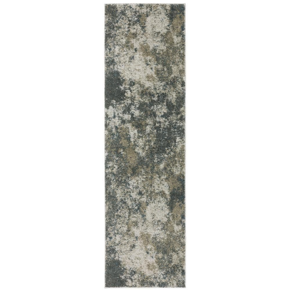 AVERLEY HOME Apex Blue/Beige 2 ft. x 8 ft. Distressed Industrial ...