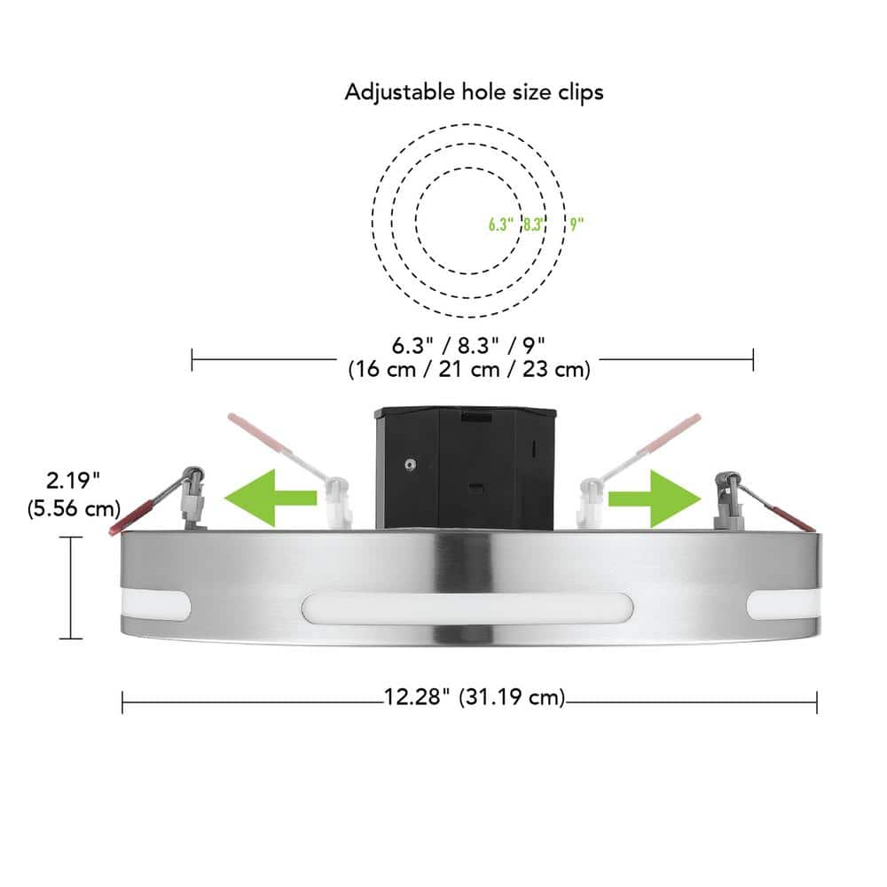 Brushed Nickel 12" Round LED Ceiling Light with DuoBright Dimming