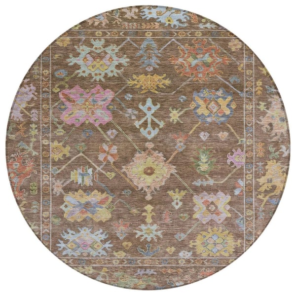 Addison Rugs Chantille Machine Washable Indoor/Outdoor Abstract ACN2234 Brown 8 ft. x 8 ft. Area Rug