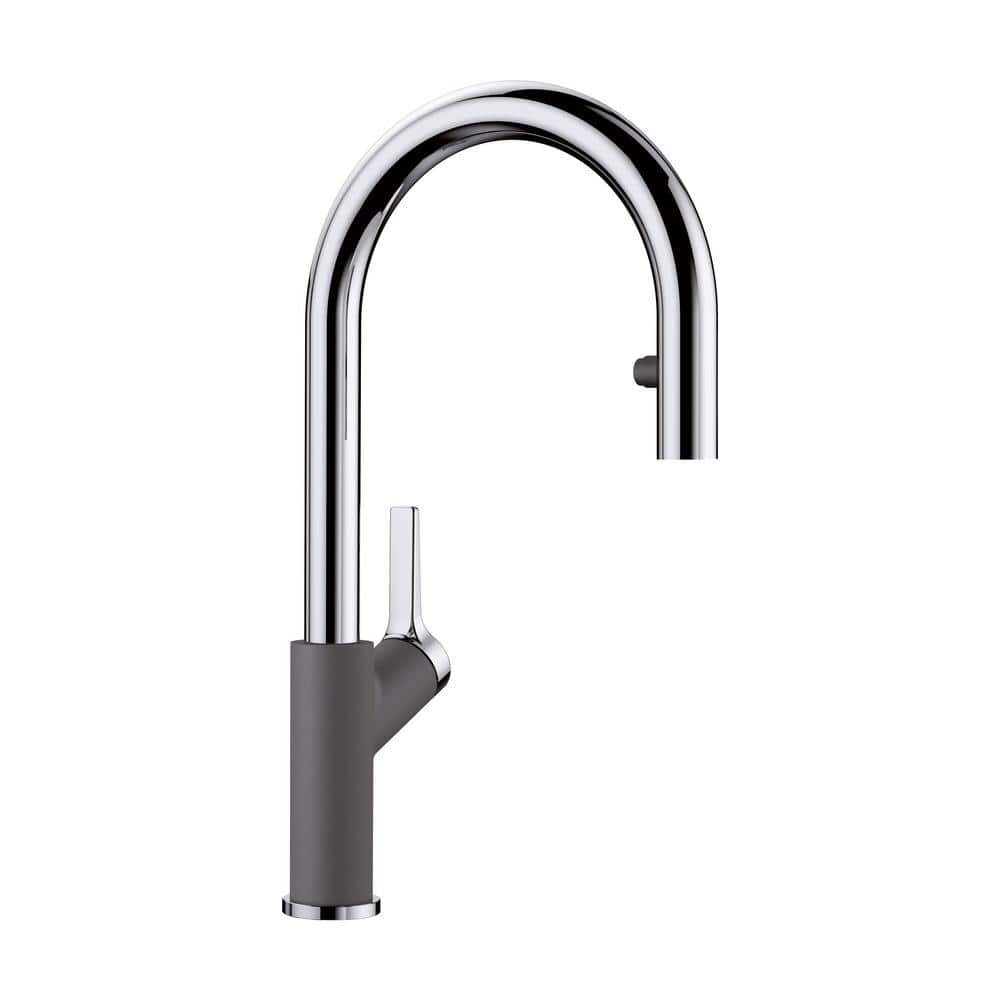 Urbena Single-Handle Pull Down Sprayer Kitchen Faucet in Cinder/Chrome