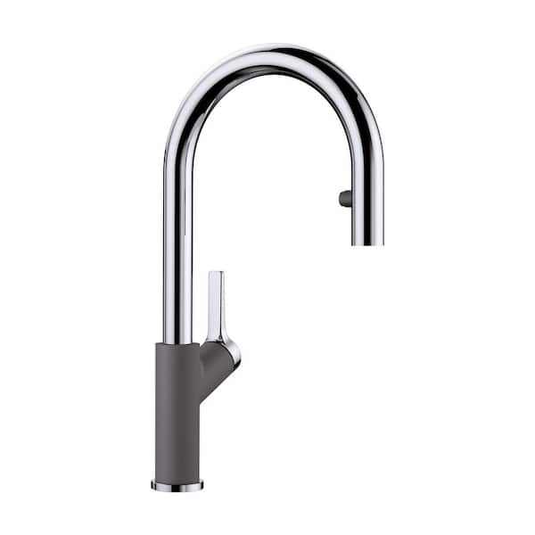 Blanco Urbena Single-Handle Pull Down Sprayer Kitchen Faucet in Cinder/Chrome