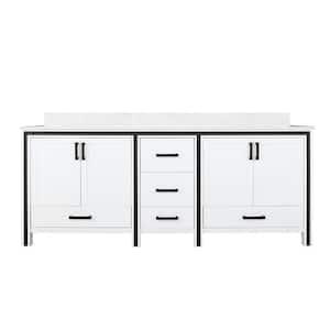 Ziva 80 in W x 22 in D White Double Bath Vanity and Cultured Marble Top