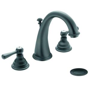 Kingsley 8 in. Widespread 2-Handle High-Arc Bathroom Faucet Trim Kit in Wrought Iron (Valve Not Included)