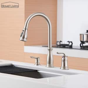 3-Spray Patterns 1.8 GPM Single Handle No Sensor Pull Down Sprayer Kitchen Faucet with Soap Dispenser in Brushed Nickel