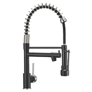 Single Handle Deck Mounted Pull Down Sprayer Kitchen Faucet in Black
