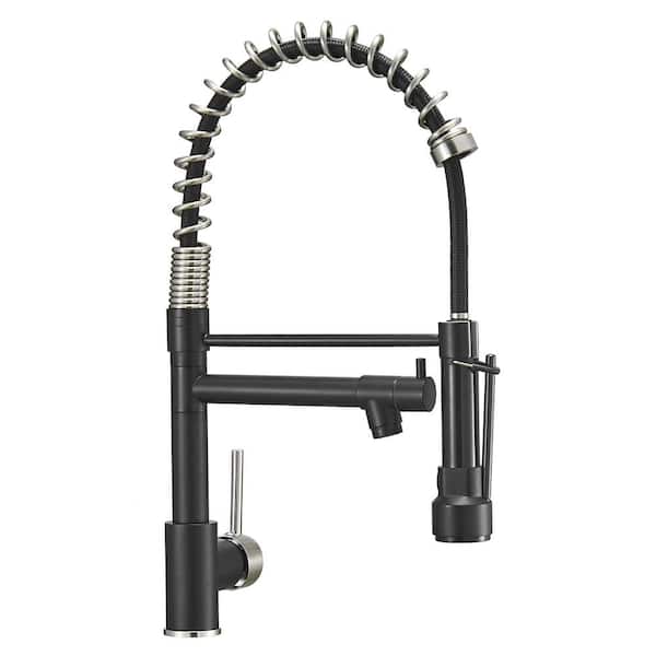matrix decor Single Handle Deck Mounted Pull Down Sprayer Kitchen Faucet in Black