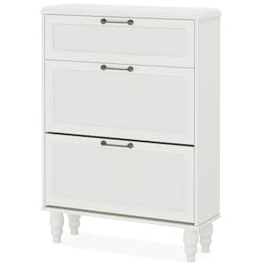 31.5 in. W White 24-Pairs Shoe Storage Cabinet, Free-Standing Shoe Cabinet with 2 Flip Drawers for Entryway