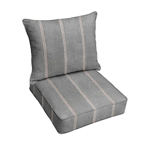 SORRA HOME 22.5 x 22.5 x 5 (2-Piece) Deep Seating Outdoor Dining Chair Cushion in Sunbrella Lengthen Stone