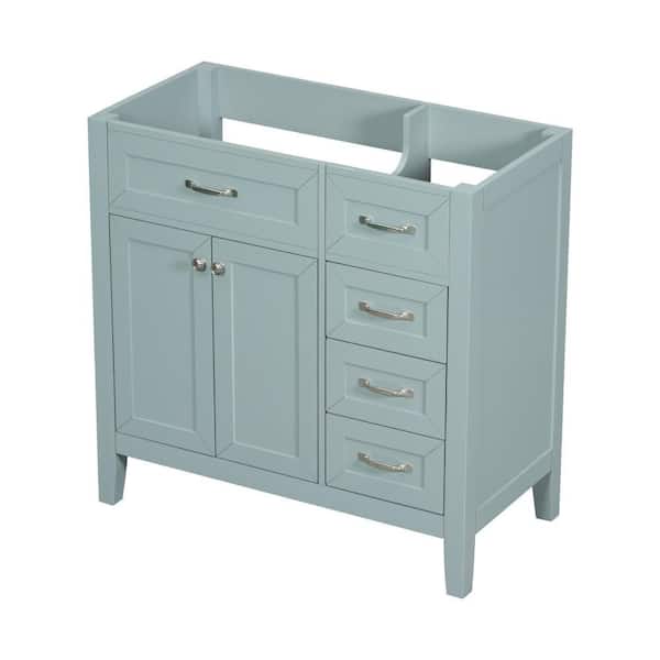 35.5 in. W x 17.7 in. D x 35 in. H Bath Vanity Cabinet without Top in Green with 2 Doors and 3 Drawers