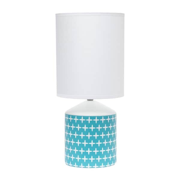 Simple Designs 18 .5 in. Blue Cross Fresh Prints Table Lamp