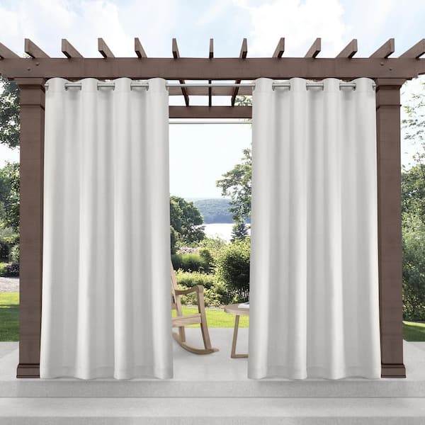 EXCLUSIVE HOME Delano Vanilla Solid Light Filtering Grommet Top Indoor/Outdoor Curtain, 54 in. W x 120 in. L (Set of 2)