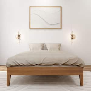 Brown, Wood Frame, Full-Size Platform Bed, Matte Pecan